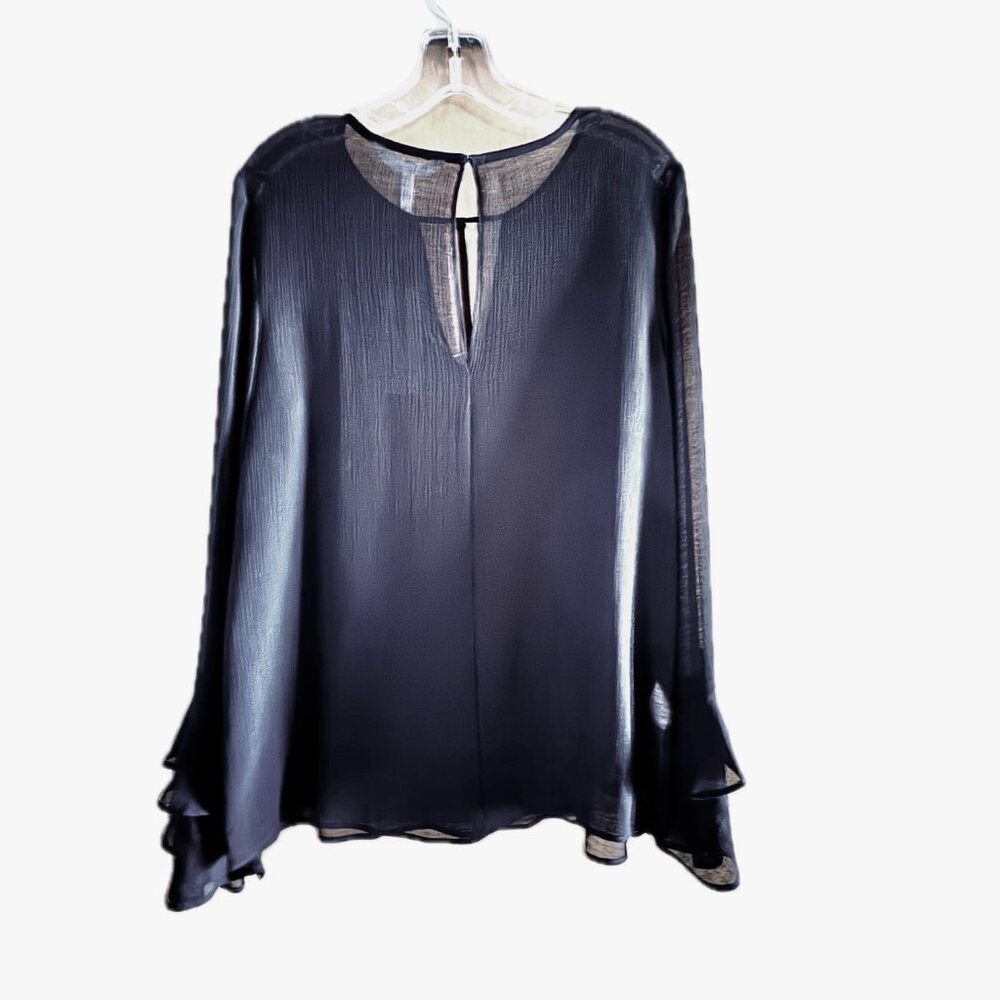 BCBG Sheer Top with Bell Sleeves Size S NWT